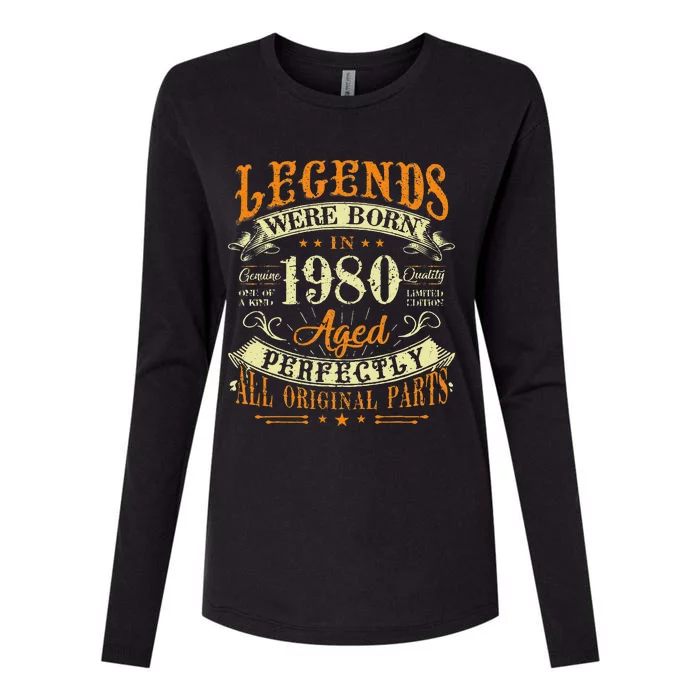 43th Birthday 43 Years Old Vintage Legends Born In 1980 Womens Cotton Relaxed Long Sleeve T-Shirt