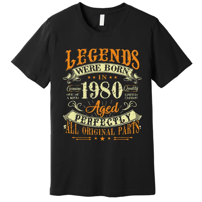 43th Birthday 43 Years Old Vintage Legends Born In 1980 Premium T-Shirt