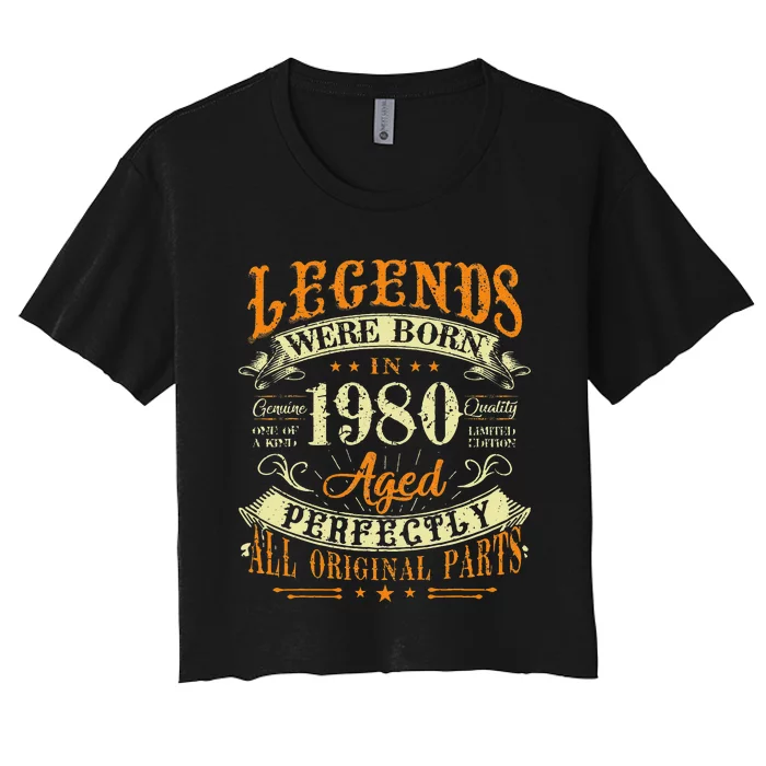 43th Birthday 43 Years Old Vintage Legends Born In 1980 Women's Crop Top Tee