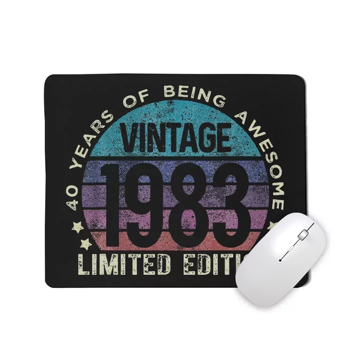 40th Birthday 40 Year Old Gifts Vintage 1983 Limited Edition Cute Mousepad