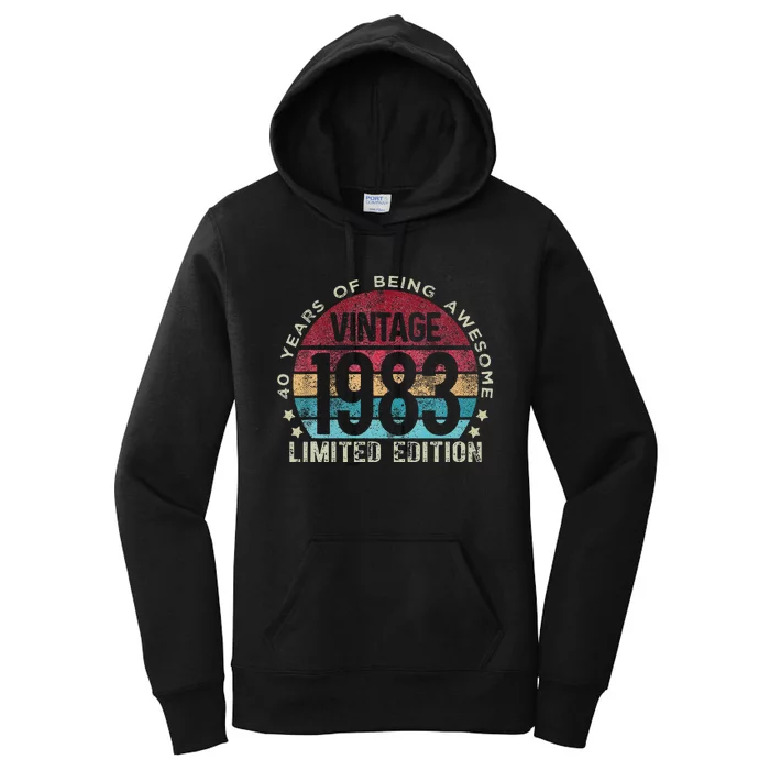 40th Birthday 40 Year Old Gifts Vintage 1983 Limited Edition Women's Pullover Hoodie