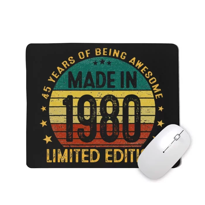 45th Birthday 45 Year Old Gifts Made In 1980 Limited Edition Mousepad