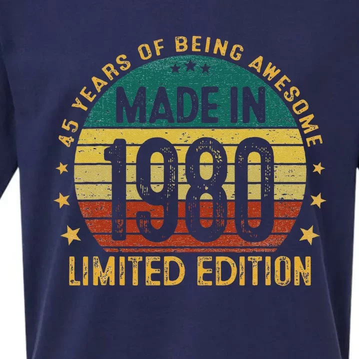 45th Birthday 45 Year Old Gifts Made In 1980 Limited Edition Sueded Cloud Jersey T-Shirt