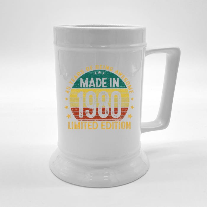 45th Birthday 45 Year Old Gifts Made In 1980 Limited Edition Front & Back Beer Stein