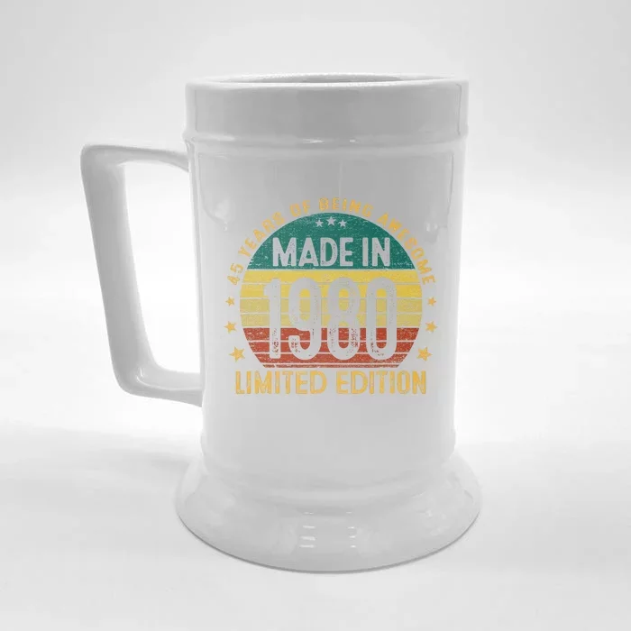 45th Birthday 45 Year Old Gifts Made In 1980 Limited Edition Front & Back Beer Stein