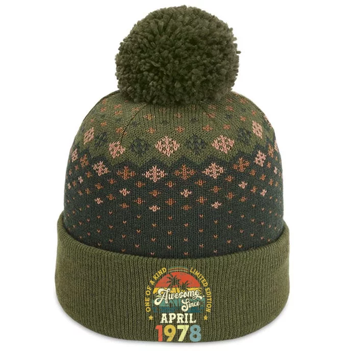 45th Birthday 45 Years Old Awesome Since April 1978 The Baniff Cuffed Pom Beanie