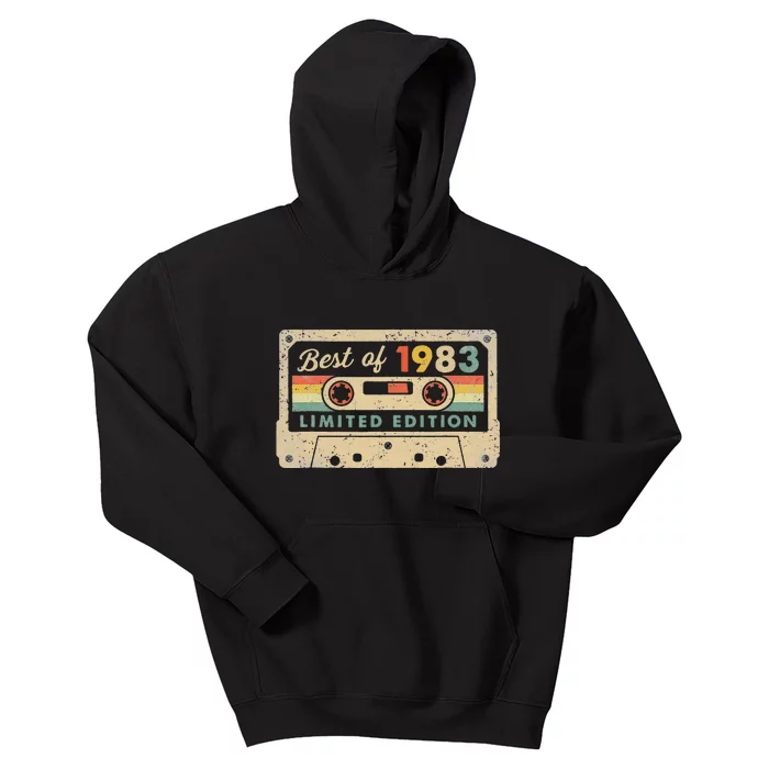 40th Birthday 40 Years Old Best Of 1983 Vintage 80s Cassette Kids Hoodie