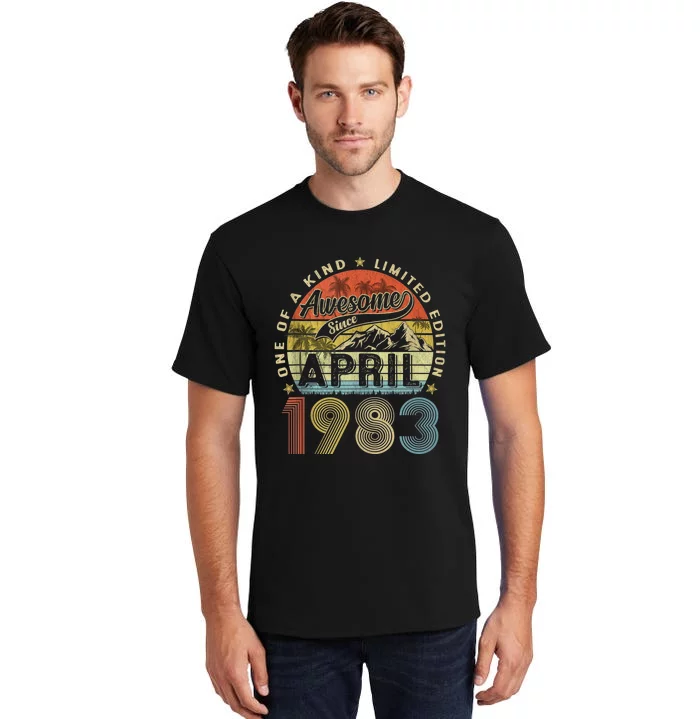 40th Birthday Awesome Since April 1983 40 Years Old Gift Tall T-Shirt