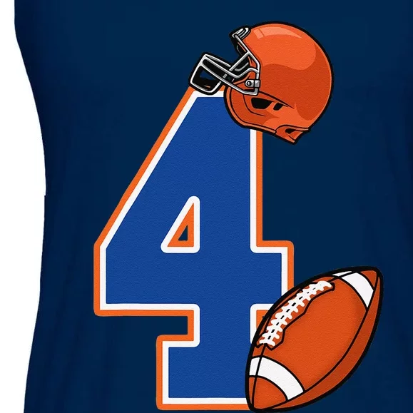 4th Birthday American Football Big Number 4 Year Old Ladies Essential Flowy Tank