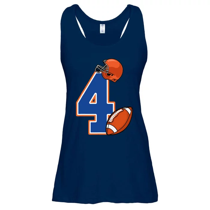 4th Birthday American Football Big Number 4 Year Old Ladies Essential Flowy Tank