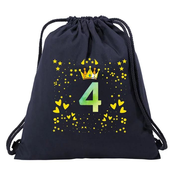 4th Birthday Anniversaries Drawstring Bag