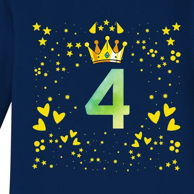 4th Birthday Anniversaries Baby Long Sleeve Bodysuit