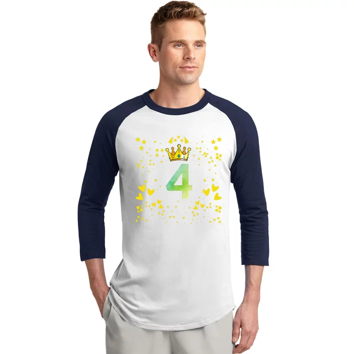 4th Birthday Anniversaries Baseball Sleeve Shirt