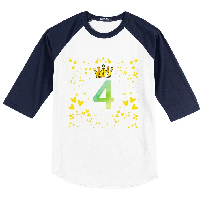 4th Birthday Anniversaries Baseball Sleeve Shirt