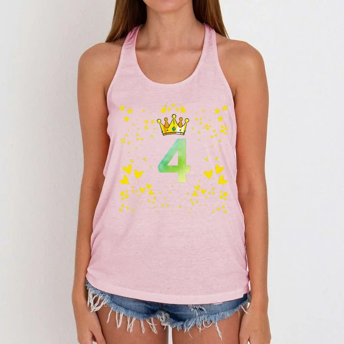 4th Birthday Anniversaries Women's Knotted Racerback Tank