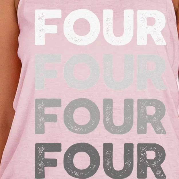 4th Birthday, Adults Favorite Number Four, Sports Grey Women's Knotted Racerback Tank