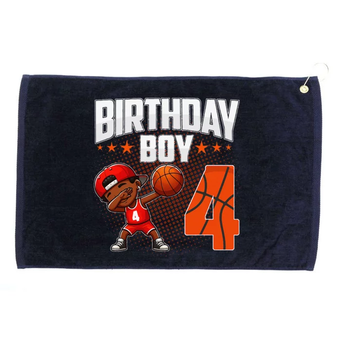 4th Birthday Boy Basketball Dabbing 4 Years Old Afro Boy Grommeted Golf Towel