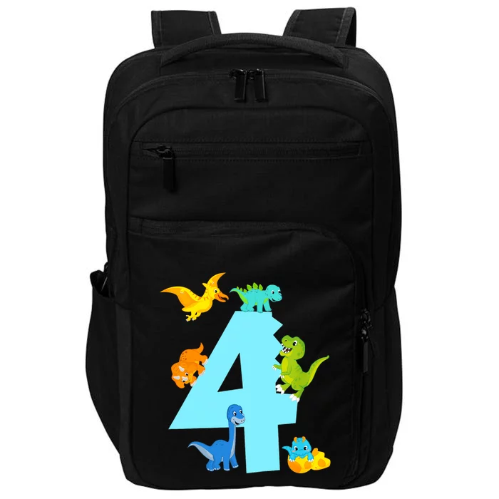 4th Birthday Boy 4 Years Old Dinosaur Toy Dino Impact Tech Backpack