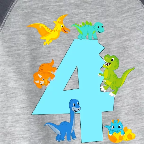 4th Birthday Boy 4 Years Old Dinosaur Toy Dino Toddler Fine Jersey T-Shirt