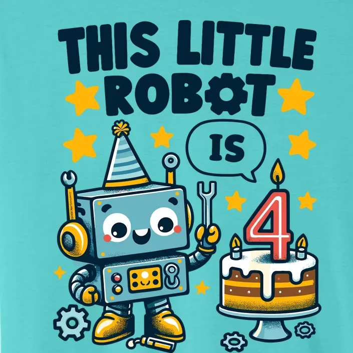 4th Birthday Boy 4 Year Old Robotics Robot 4th Birthday ChromaSoft Performance T-Shirt