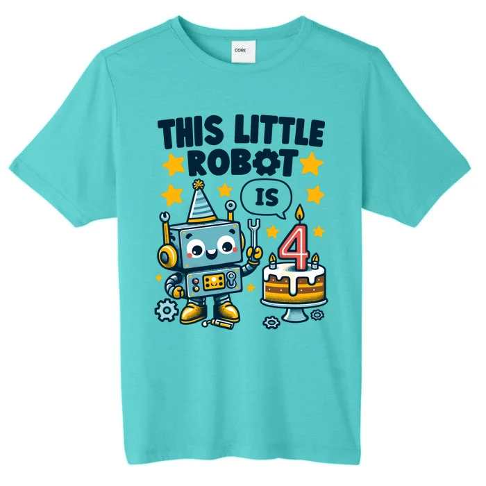 4th Birthday Boy 4 Year Old Robotics Robot 4th Birthday ChromaSoft Performance T-Shirt