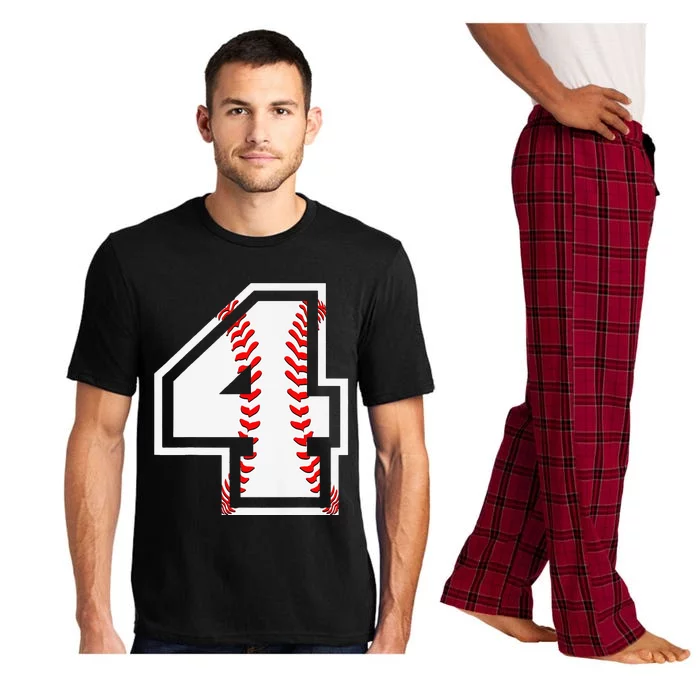 4th Birthday Baseball Big Number Four 4 Year Old Cute Gift Pajama Set