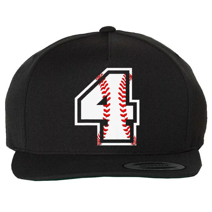 4th Birthday Baseball Big Number Four 4 Year Old Cute Gift Wool Snapback Cap