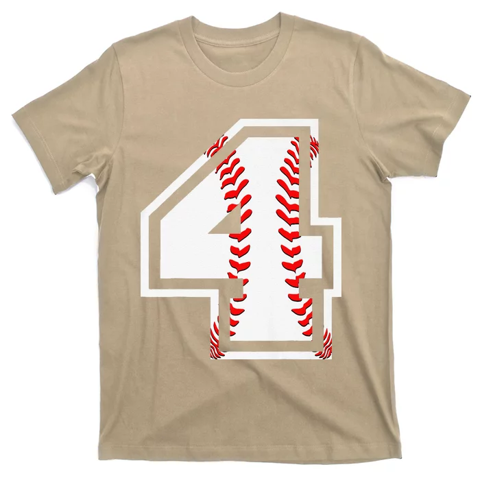 4th Birthday Baseball Big Number Four 4 Year Old Cute Gift T-Shirt