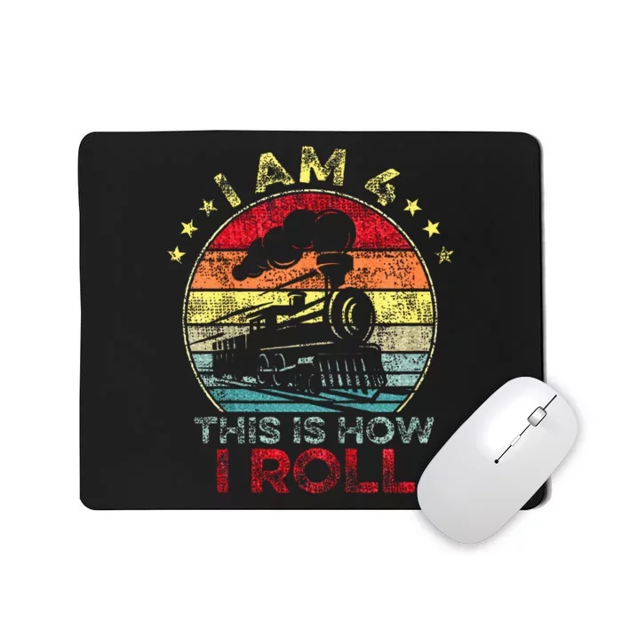 4th Birthday Boy Train 4 Year Old Birthday Mousepad