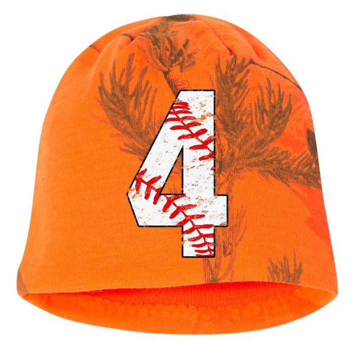 4th Birthday Baseball Big Number Four 4 Year Old Funny Gift Kati - Camo Knit Beanie