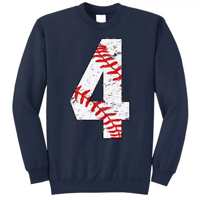 4th Birthday Baseball Big Number Four 4 Year Old Funny Gift Sweatshirt