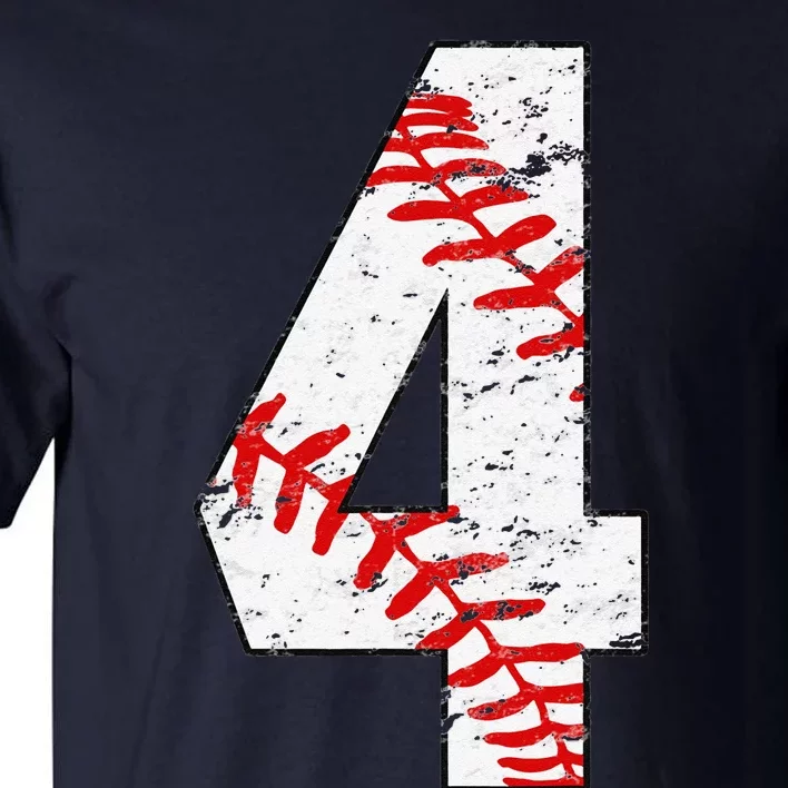 4th Birthday Baseball Big Number Four 4 Year Old Funny Gift Tall T-Shirt