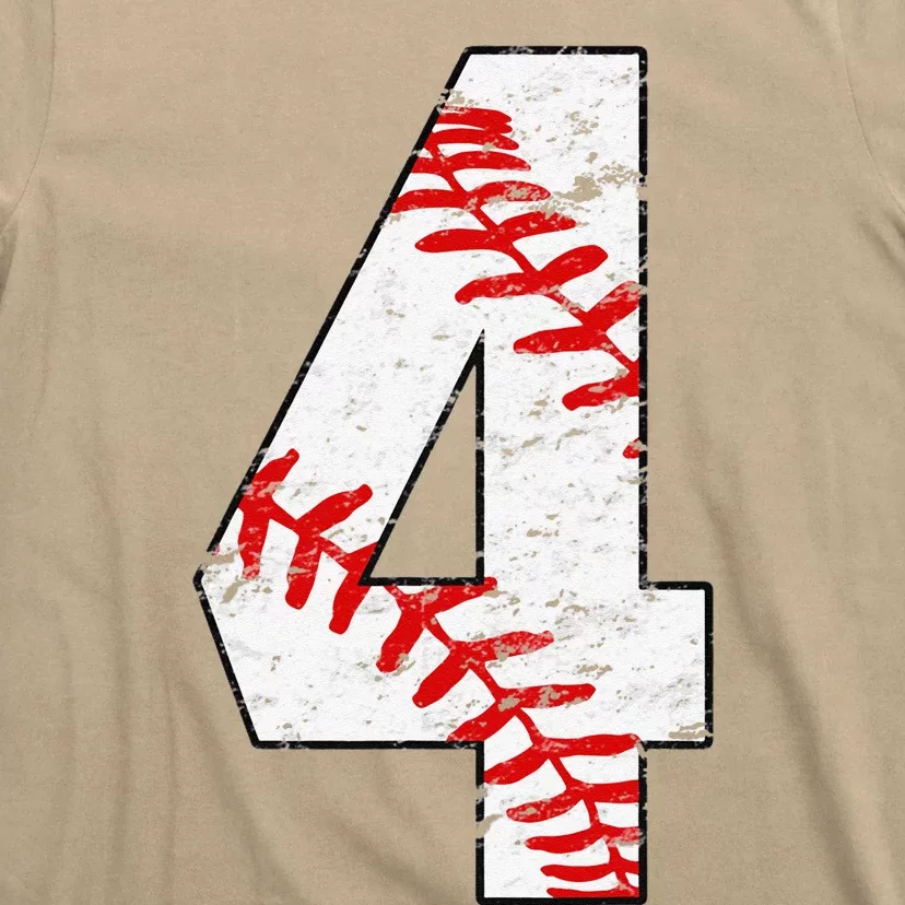 4th Birthday Baseball Big Number Four 4 Year Old Funny Gift T-Shirt