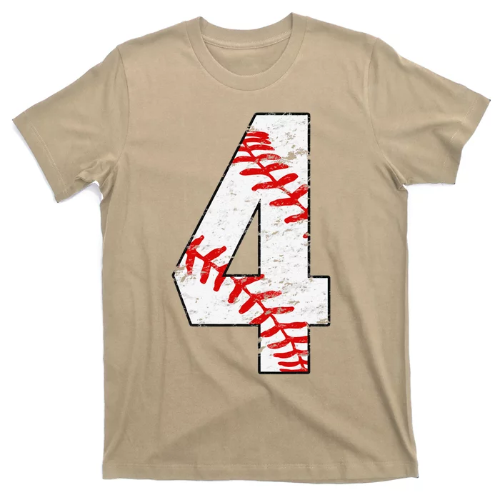 4th Birthday Baseball Big Number Four 4 Year Old Funny Gift T-Shirt