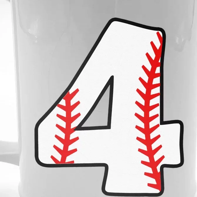 4th Birthday Baseball Big Number Four 4 Year Old Funny Front & Back Beer Stein