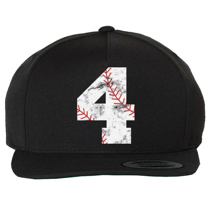 4th Birthday Baseball Big Number Four 4 Year Old Gift Wool Snapback Cap