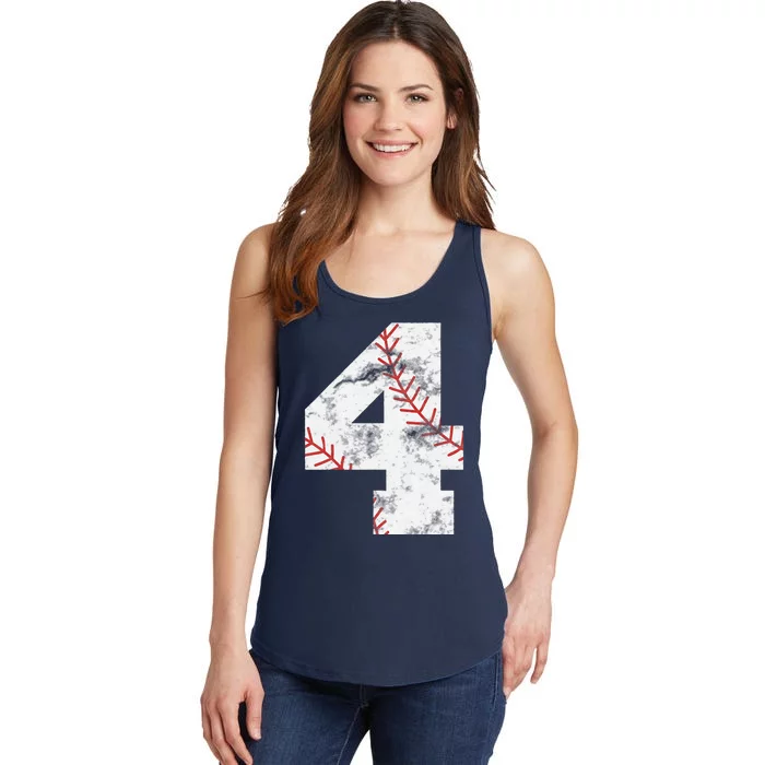 4th Birthday Baseball Big Number Four 4 Year Old Gift Ladies Essential Tank