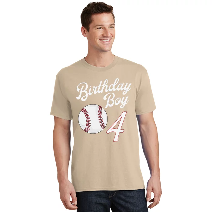 4th Birthday Baseball Big Number Four 4 Year Old T-Shirt