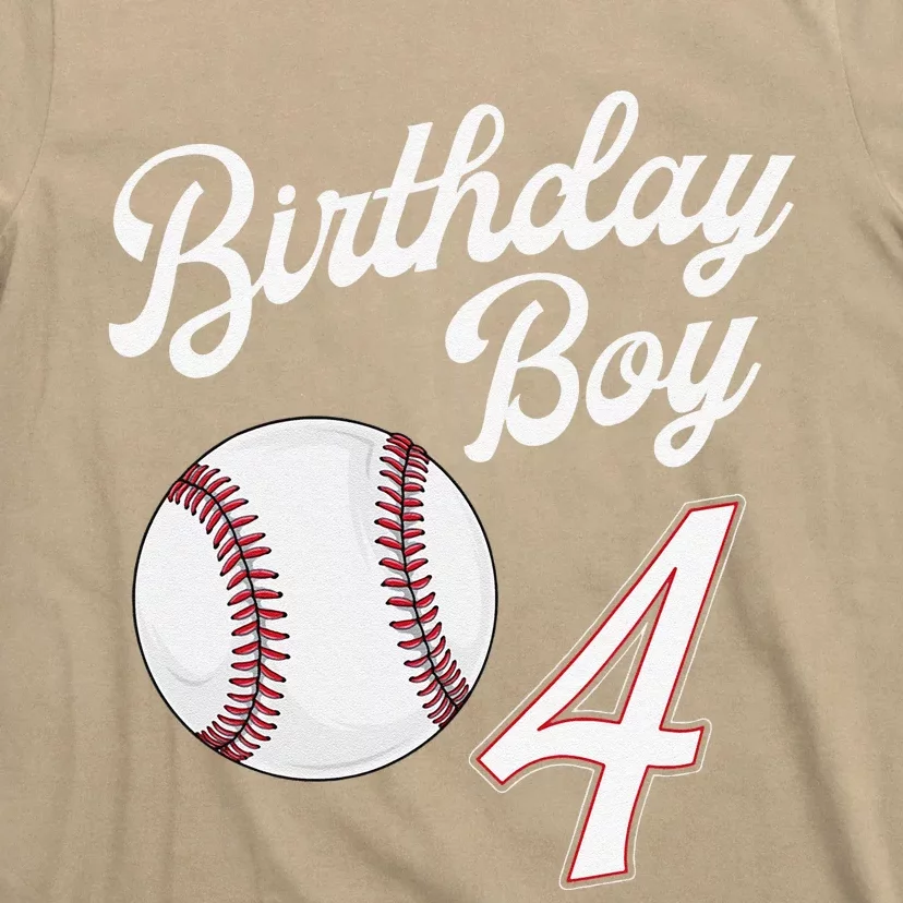 4th Birthday Baseball Big Number Four 4 Year Old T-Shirt