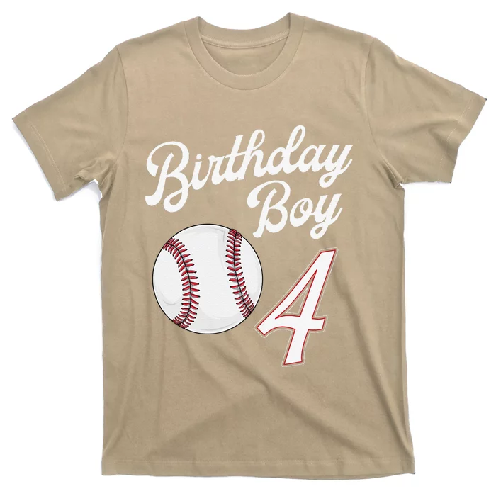 4th Birthday Baseball Big Number Four 4 Year Old T-Shirt