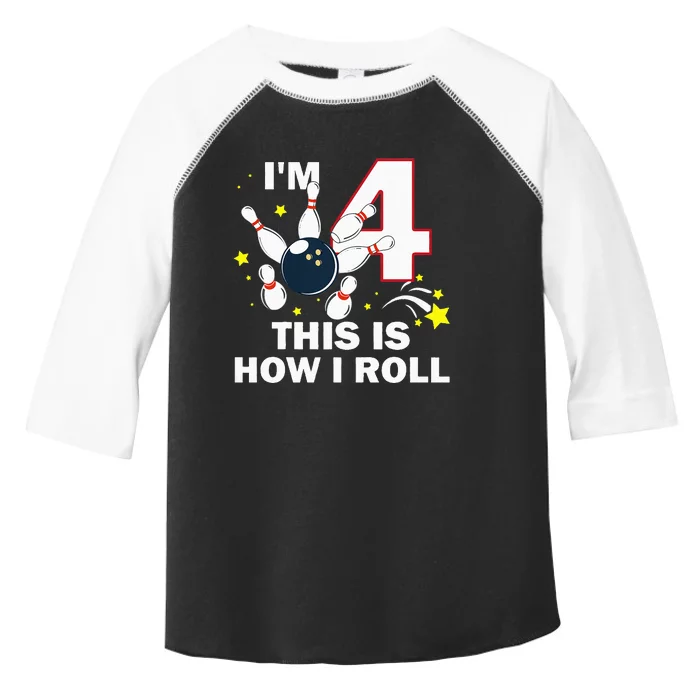 4th Birthday Bowling Im 4 This Is How I Roll Toddler Fine Jersey T-Shirt