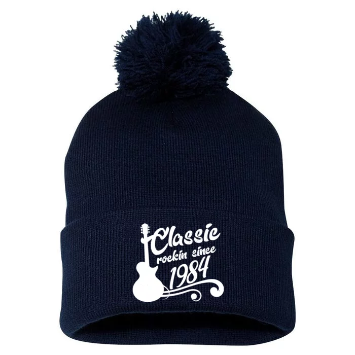 40th Birthday Classic Rockin Since 1984 Pom Pom 12in Knit Beanie