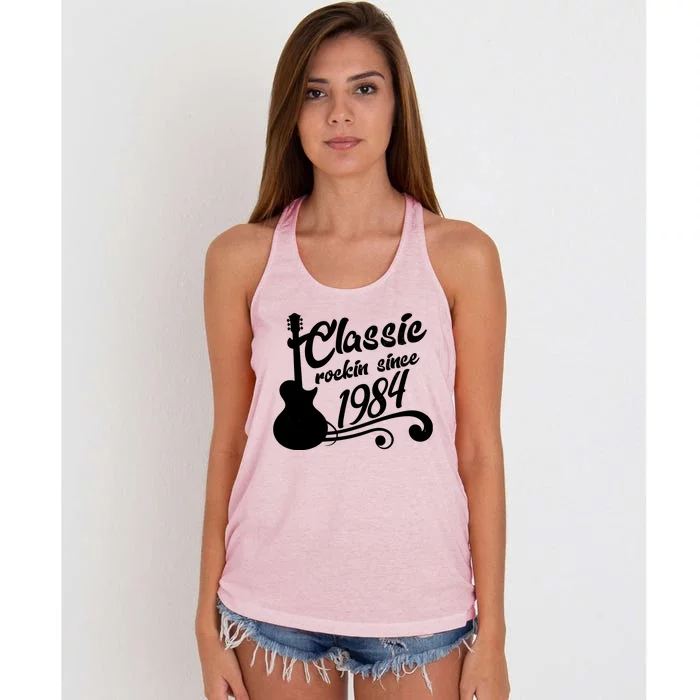 40th Birthday Classic Rockin Since 1984 Women's Knotted Racerback Tank