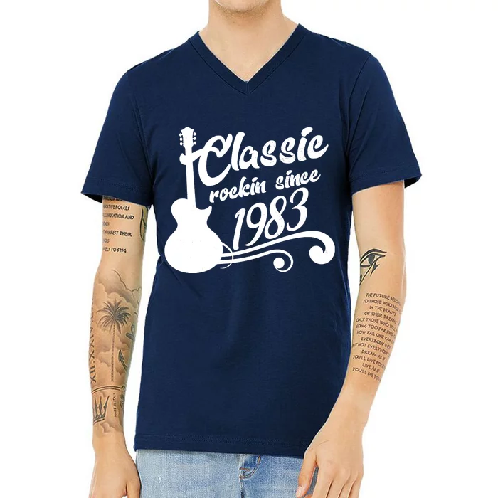 40th Birthday Classic Rockin Since 1983 V-Neck T-Shirt