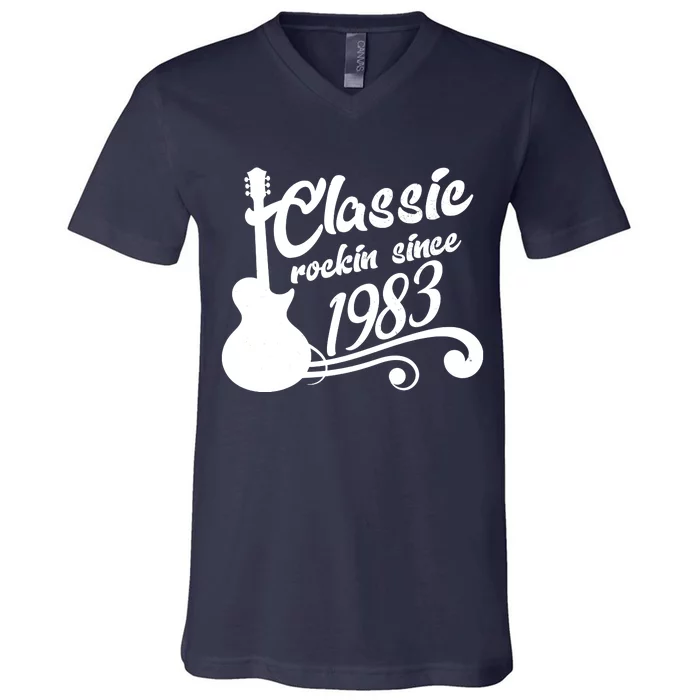 40th Birthday Classic Rockin Since 1983 V-Neck T-Shirt