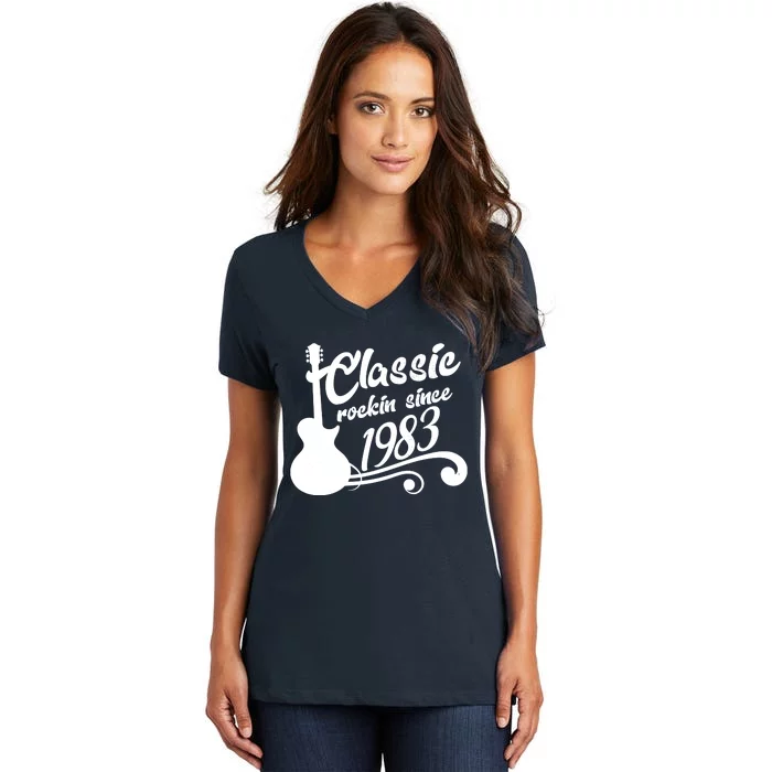 40th Birthday Classic Rockin Since 1983 Women's V-Neck T-Shirt