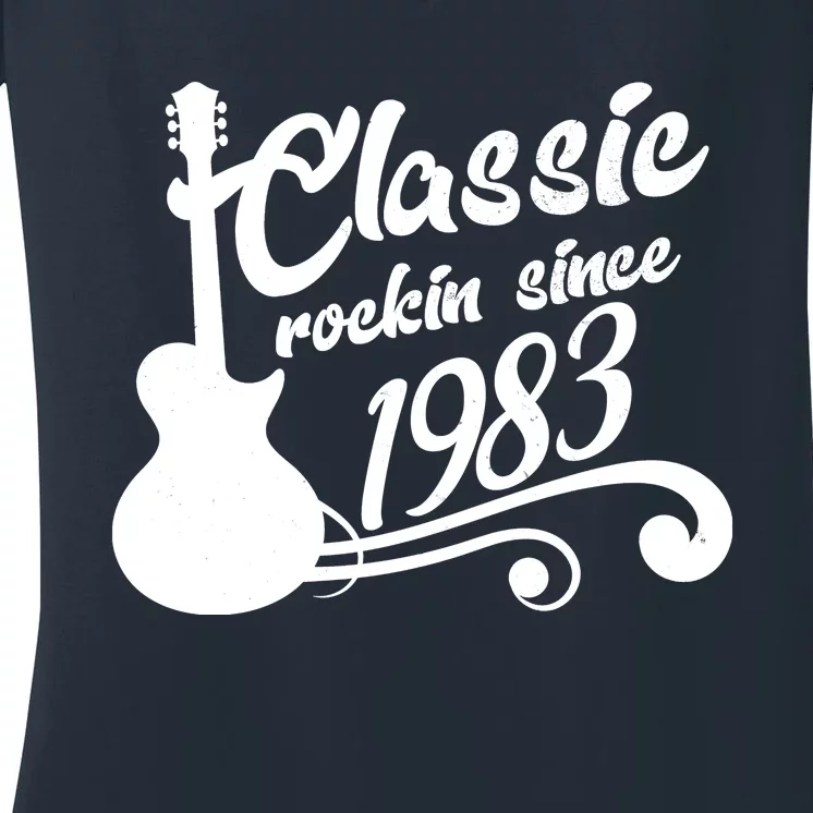 40th Birthday Classic Rockin Since 1983 Women's V-Neck T-Shirt