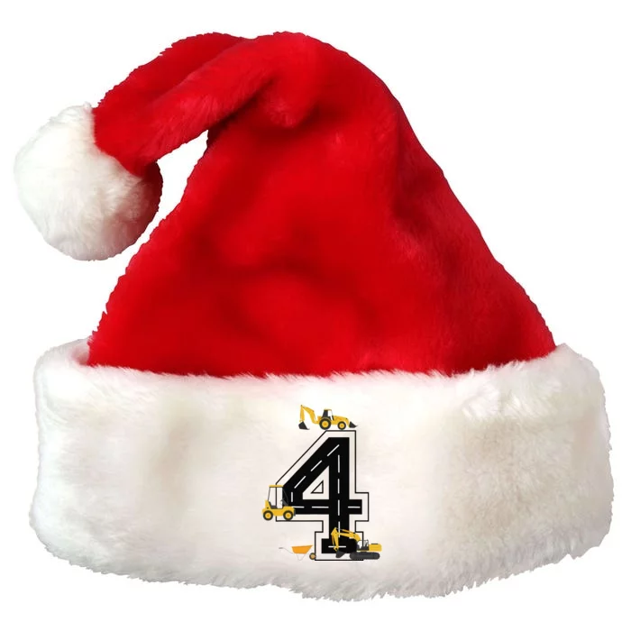 4th Birthday Crane Excavator Truck 4 Year Old Diggers Premium Christmas Santa Hat