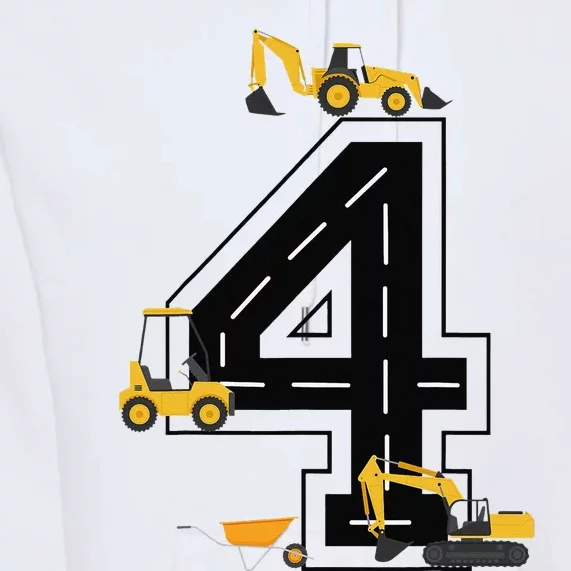 4th Birthday Crane Excavator Truck 4 Year Old Diggers Premium Hoodie