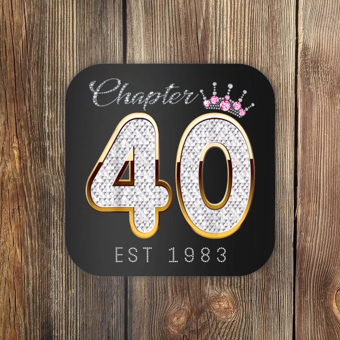 40th Birthday Decorations Chapter 40 EST 1983 Gift For Women Coaster